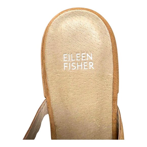 Eileen Fisher Haven Sandy Brown Tumbled Nubuck Slide - Picture 2 of 10